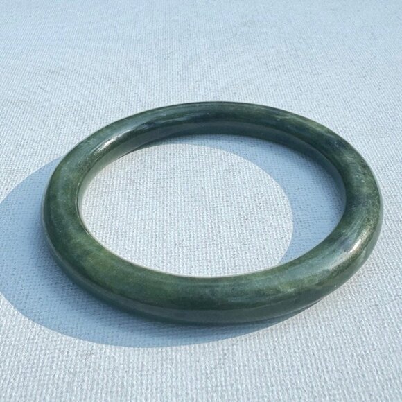 Jade Bangle Vintage Bracelet Estate 7” Natural - 173 carats - Picture 3 of 10
